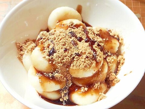 もち粉使用!きなこと黒蜜たっぷりの牛乳餅♪